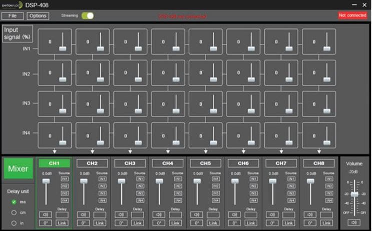 DSP software GUI running on Windows